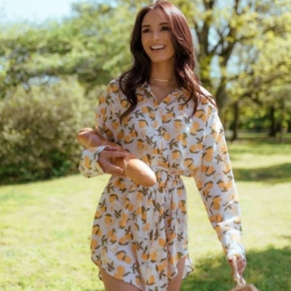 Kittenish Dresses & Skirts - KITTENISH Lemon Print Shirt Dress Oversized Tunic {XX49}